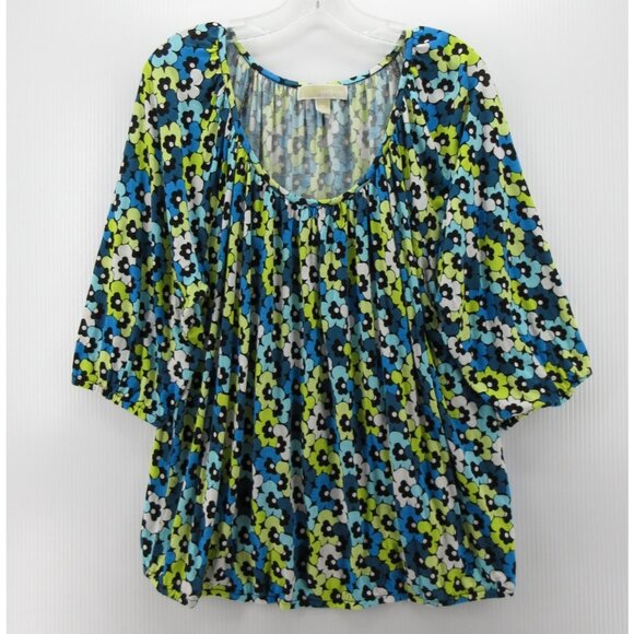 Michael Kors Top 2X Plus Pullover Blouse Floral Scoop Neck Colorful - Picture 1 of 9